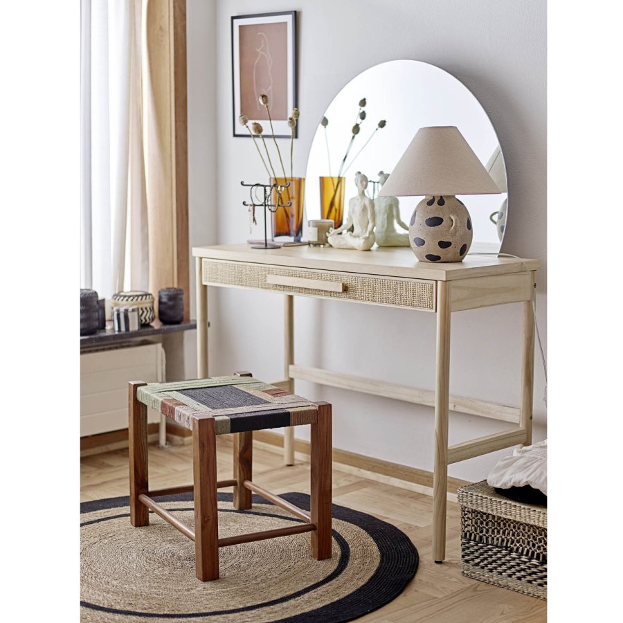 BLOOMINGVILLE Lune Teppich, rund - Natur/Schwarz Seegras/Jute (120)