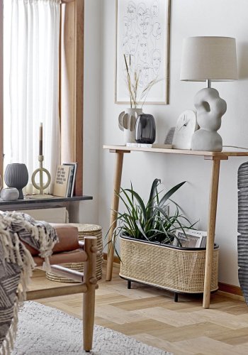 BLOOMINGVILLE Ebbie Pflanzgefäß, oval – natürliches Rattan und Zuckerrohr (70 x 29 (