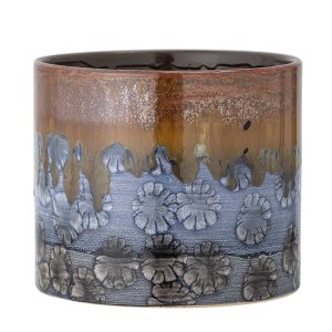 CREATIVE COLLECTION Ina urtepotteskjuler, rund - brun og multifarvet stentj (20)