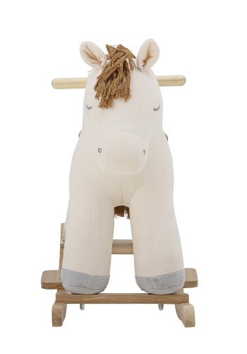 BLOOMINGVILLE MINI Merlen Schaukelpferd - weißes Polyester und natürliches Buchenholz