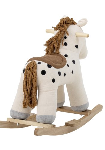 BLOOMINGVILLE MINI Merlen Schaukelpferd - weißes Polyester und natürliches Buchenholz