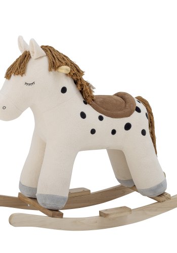 BLOOMINGVILLE MINI Merlen Schaukelpferd - weißes Polyester und natürliches Buchenholz