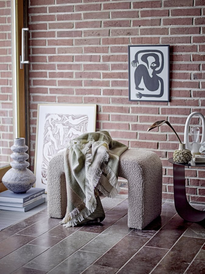 BLOOMINGVILLE Bobbie taburet - offwhite bouclé stof (70x40)