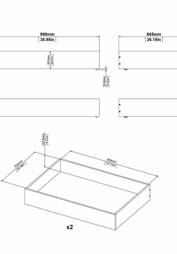 TVILUM Naia Bettschublade - graue Folie (2er-Set)