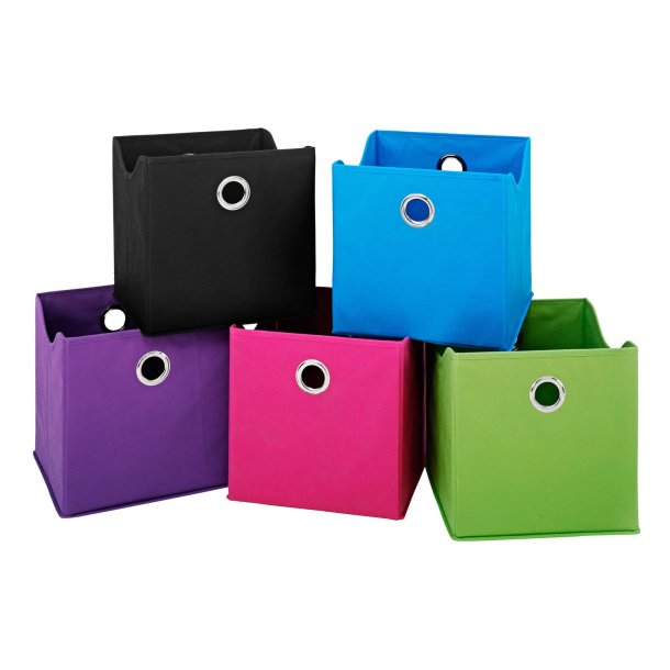 Tekstilkasse - bl/grn/sort stof