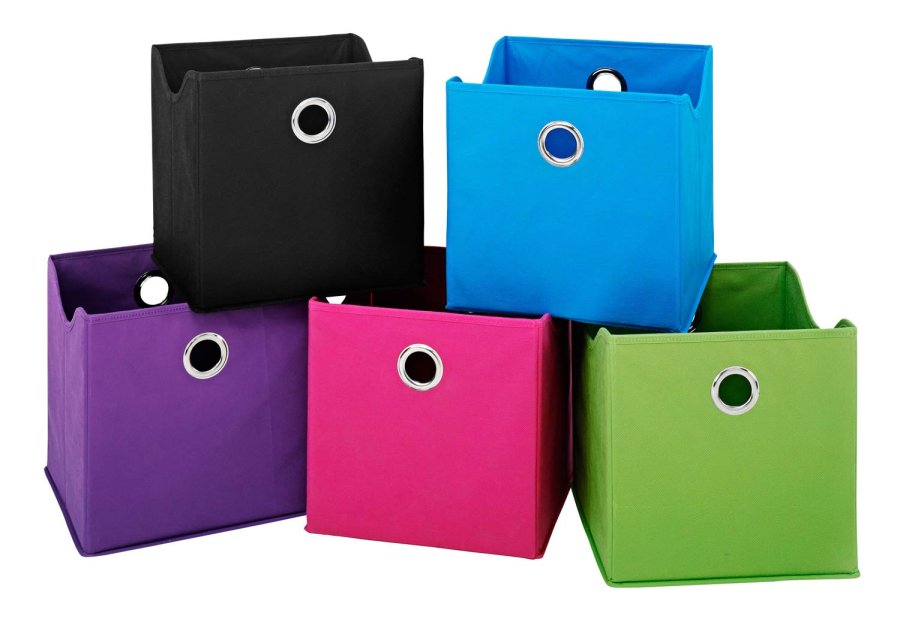 TWILUM Tekstilboks - bl/grnn/svart stoff