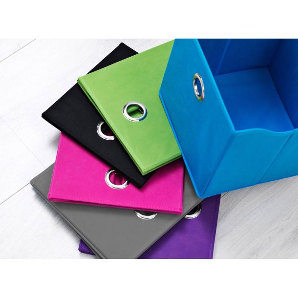 Tekstilkasse - bl/grn/sort stof