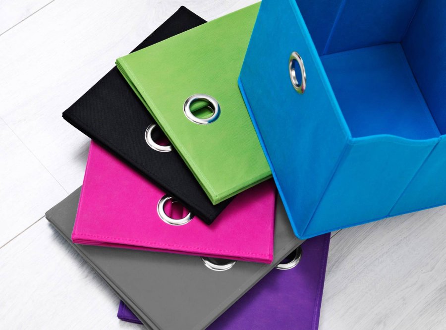 TWILUM Tekstilboks - bl/grnn/svart stoff