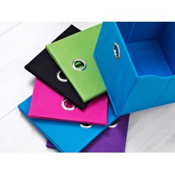 Tekstilkasse - bl/grn/sort stof