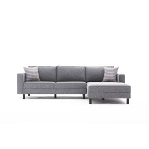 NORDVÄRK Kale Linned hjrnesofa, hjre - gr polyester