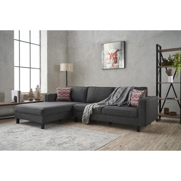 NORDV�RK Kale Linen hj�rnesofa, venstre - antracitgr� polyester