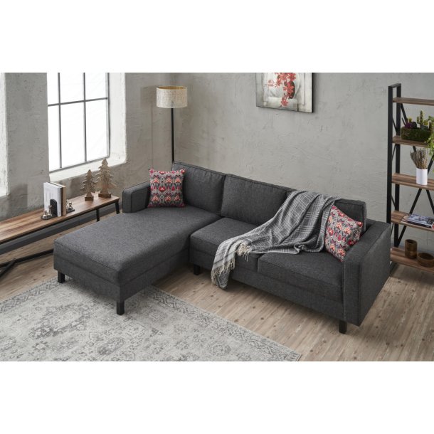 NORDV�RK Kale Linen hj�rnesofa, venstre - antracitgr� polyester