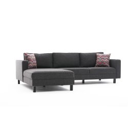 NORDV�RK Kale Linen hj�rnesofa, venstre - antracitgr� polyester