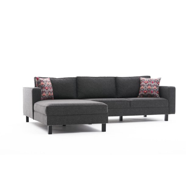 NORDV�RK Kale Linen hj�rnesofa, venstre - antracitgr� polyester