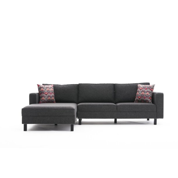 NORDV�RK Kale Linen hj�rnesofa, venstre - antracitgr� polyester