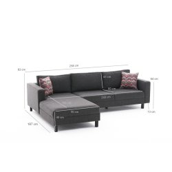 NORDV�RK Kale Linen hj�rnesofa, venstre - antracitgr� polyester