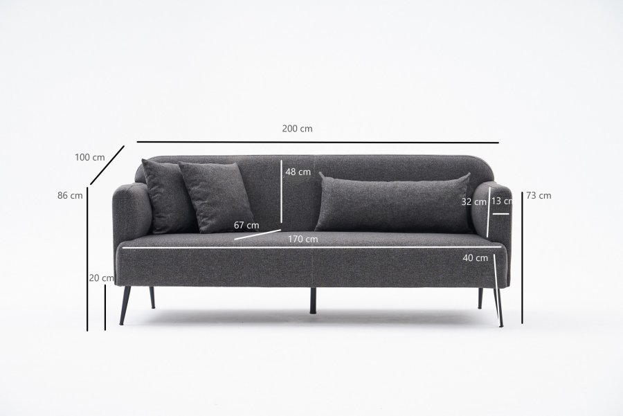 NORDVRK Revos - Antrasitt 3-seters sofa