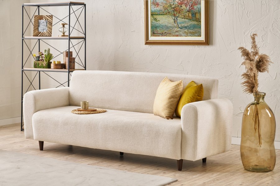 NORDVRK Noya Chenille - Kremfarget 3-seters sofa