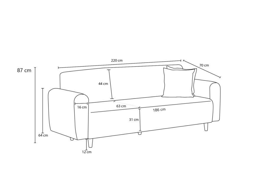 NORDVRK Noya Chenille - Kremfarget 3-seters sofa
