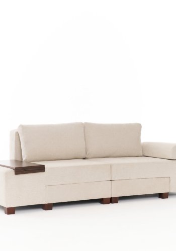 NORDVÄRK Perenna Chenille - Kremfarget 3-seters sovesofa