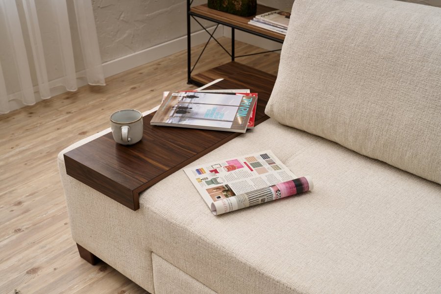 NORDVÄRK Perenna Chenille - Kremfarget 3-seters sovesofa