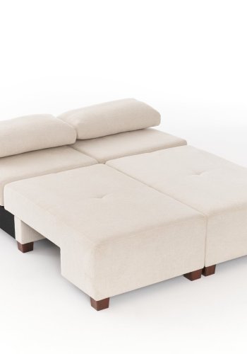 NORDVÄRK Perenna Chenille - Kremfarget 3-seters sovesofa