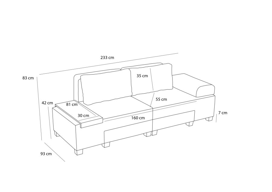 NORDVRK Perenna Lin - Gr 3-Pers. Sovesofa