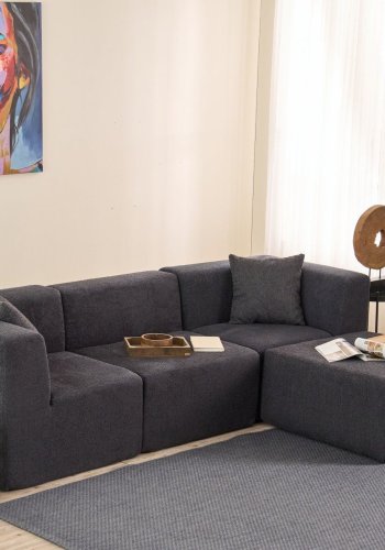 NORDVRK Raks hjrnesofa - antracitgr chenille stof