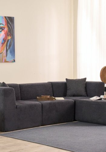 NORDVRK Raks hjrnesofa - antracitgr chenille stof