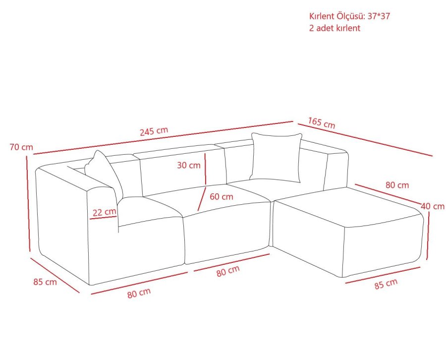 NORDVÄRK Raks - Orange hjrnesofa