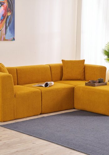 NORDVRK Raks hjrnesofa - orange chenille stof