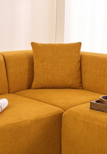 NORDVRK Raks hjrnesofa - orange chenille stof