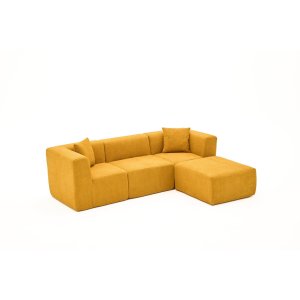 NORDVRK Raks hjrnesofa - orange chenille stof