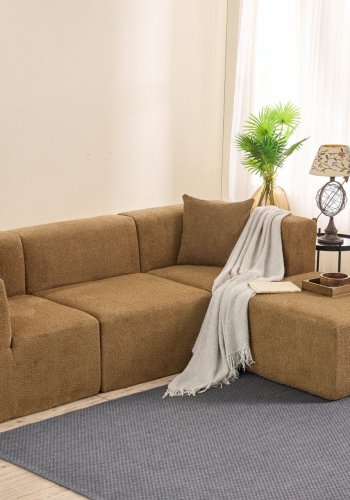 NORDVRK Raks hjrnesofa - brun chenille stof