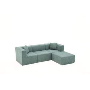NORDVRK Raks hjrnesofa - grn chenille stof