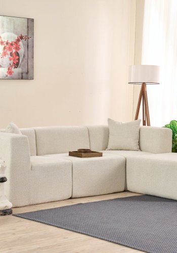 NORDVRK Raks hjrnesofa - creme chenille stof