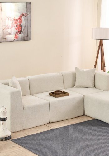 NORDVRK Raks hjrnesofa - creme chenille stof