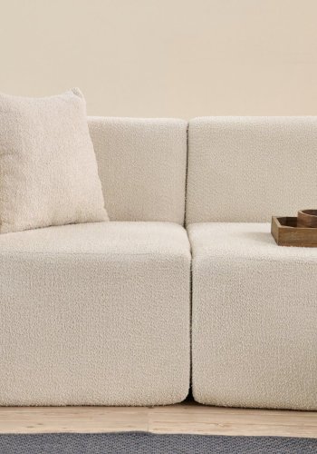 NORDVRK Raks hjrnesofa - creme chenille stof