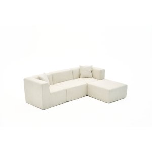 NORDVRK Raks hjrnesofa - creme chenille stof