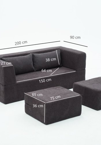 NORDVÄRK Pirgos - Antracit 2-personers sovesofa