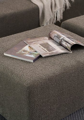 NORDVRK Pirgos 2 pers. sovesofa, m. 2 puffer - antracitgrt chenille stof