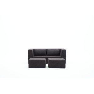 NORDVRK Pirgos 2 pers. sovesofa, m. 2 puffer - antracitgrt chenille stof