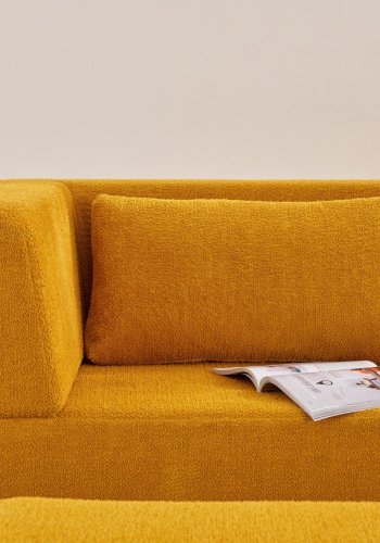 NORDVRK Pirgos 2 pers. sovesofa, m. 2 puffer - orange chenille stof