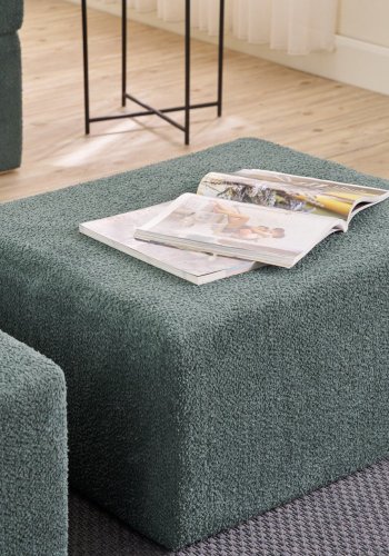 NORDVRK Pirgos 2 pers. sovesofa, m. 2 puffer - grn chenille stof