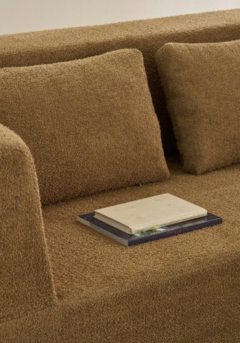 NORDVRK Pirgos 2 pers. sovesofa, m. 2 puffer - brun chenille stof