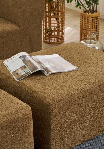 NORDVRK Pirgos 2 pers. sovesofa, m. 2 puffer - brun chenille stof