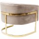 KARE DESIGN Pure Elegance Sessel - hellbrauner Stoff und goldener Stahl, mit Armlehnen