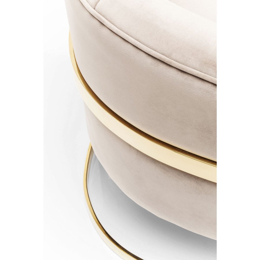 KARE DESIGN Pure Elegance Sessel - hellbrauner Stoff und goldener Stahl, mit Armlehnen