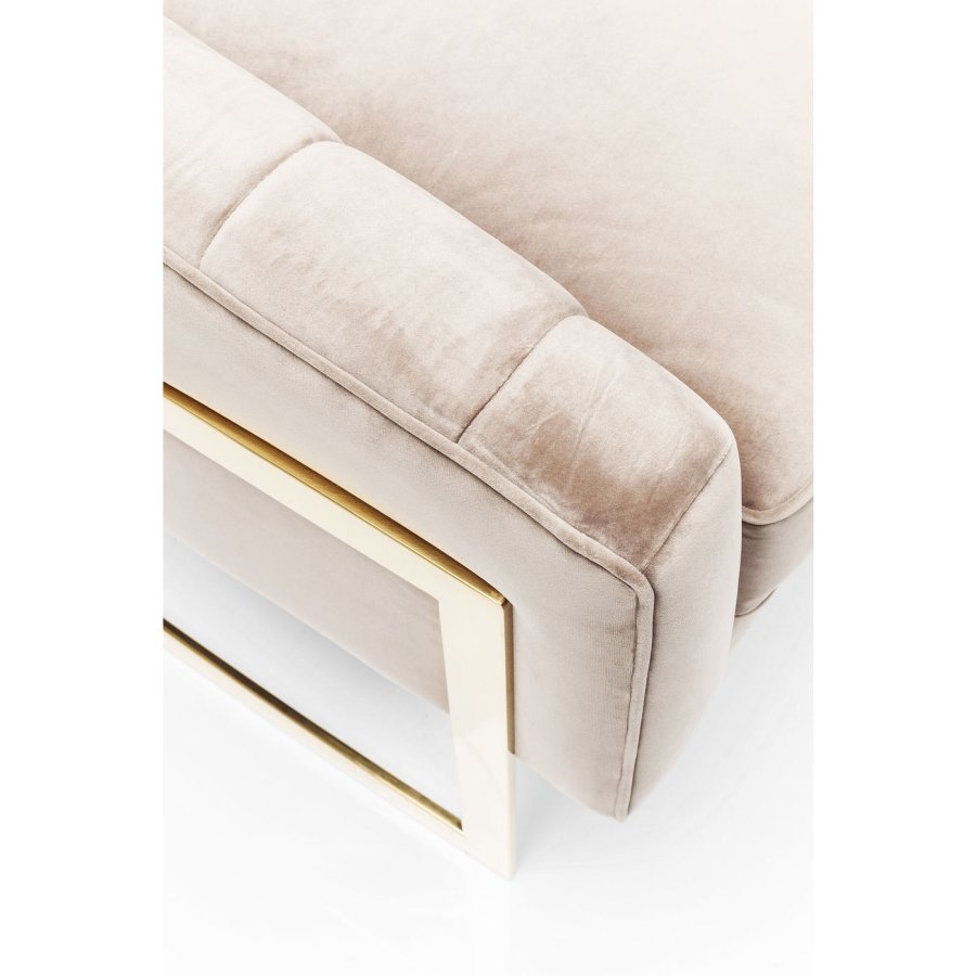 KARE DESIGN Pure Elegance Sessel - hellbrauner Stoff und goldener Stahl, mit Armlehnen