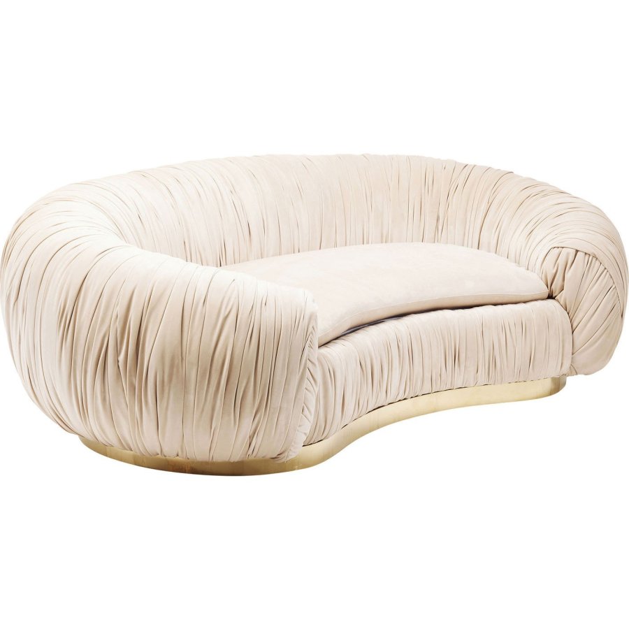 KARE DESIGN Perugia Sofa – cremefarbener Stoff mit Vorhängen und goldenem Stahl, 2 Pers.